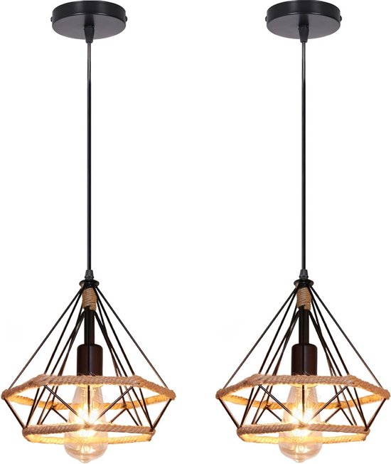 Industriële hanglampen - Set van 2 - Kroonluchter plafondlamp - Vintage