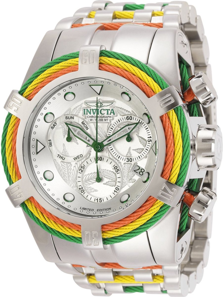 Invicta Bolt 27496 Heren Horloge - Waterdicht - Analoog - Quartz Uurwerk - Roestvrij Staal met zilveren Wijzerplaat - 53mm