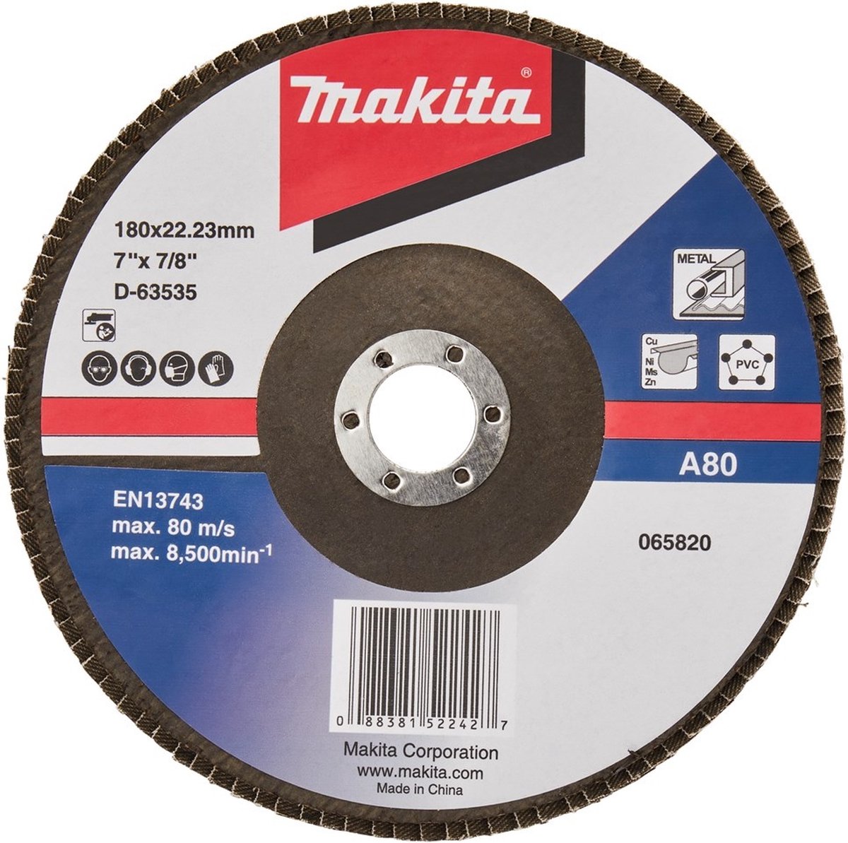 Makita D-63535-10 Lamellenschuurschijf A80 | 180mm | 10 stuks