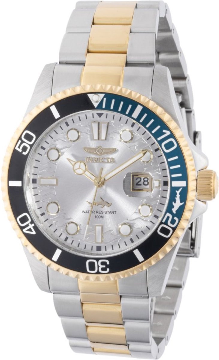 Invicta Pro Diver 44709 Heren Horloge - Waterdicht - Analoog - Quartz Uurwerk - Roestvrij Staal met zilveren Wijzerplaat - 43mm