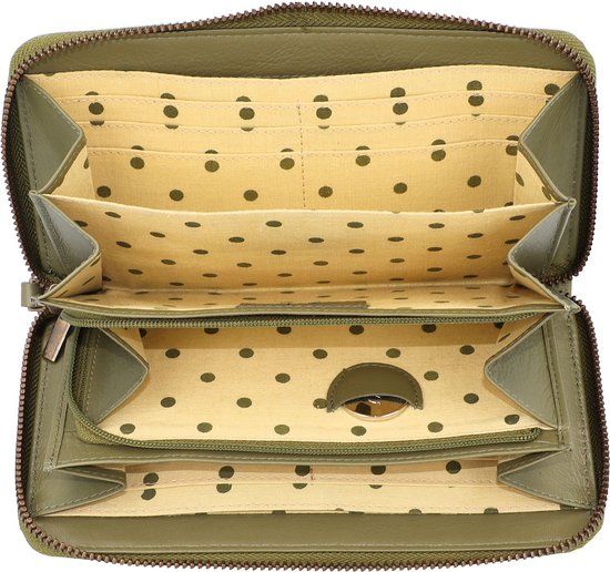 Esquire Cuir Porte-monnaie Peru Zip Around Wallet Olive