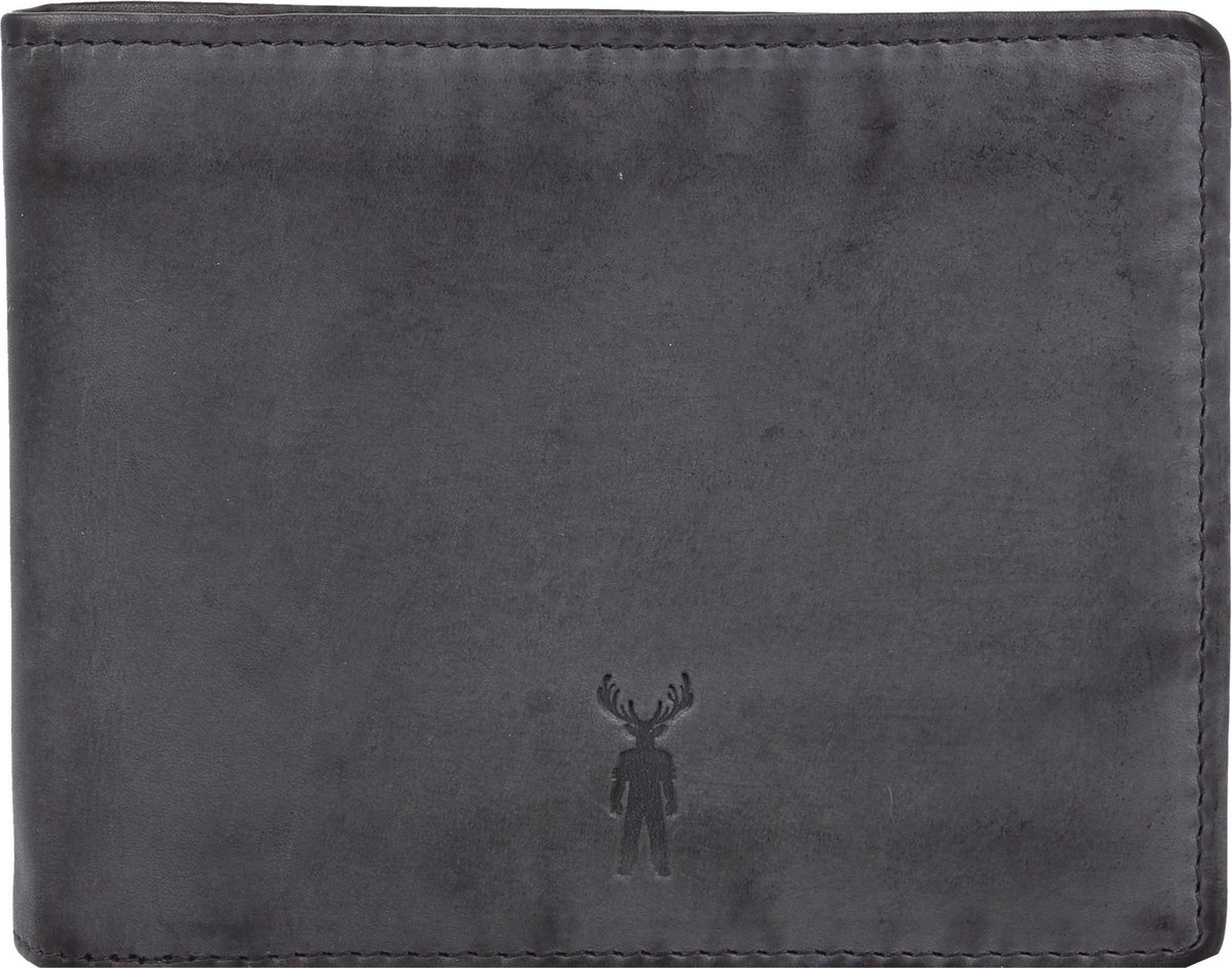 Jack Kinsky Nelson Portemonnee RFID Leer 13 cm - Jongens - Horizontaal - anthrazit
