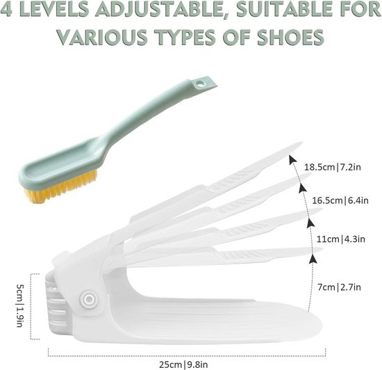Organisateur de fentes pour chaussures- Set de 24-empileurs de chaussures-hauteur réglable-gain de place- École à domicile