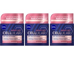 NIVEA CELLular Expert Lift Anti-Age Nachtcrème - Alle huidtypen - Met Bakuchiol en Hyaluronzuur - 3 x 50 ml