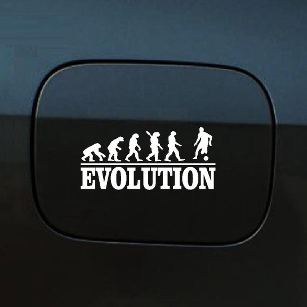 Bumpersticker - Evolution Voetbal - 20x9.3 - Wit