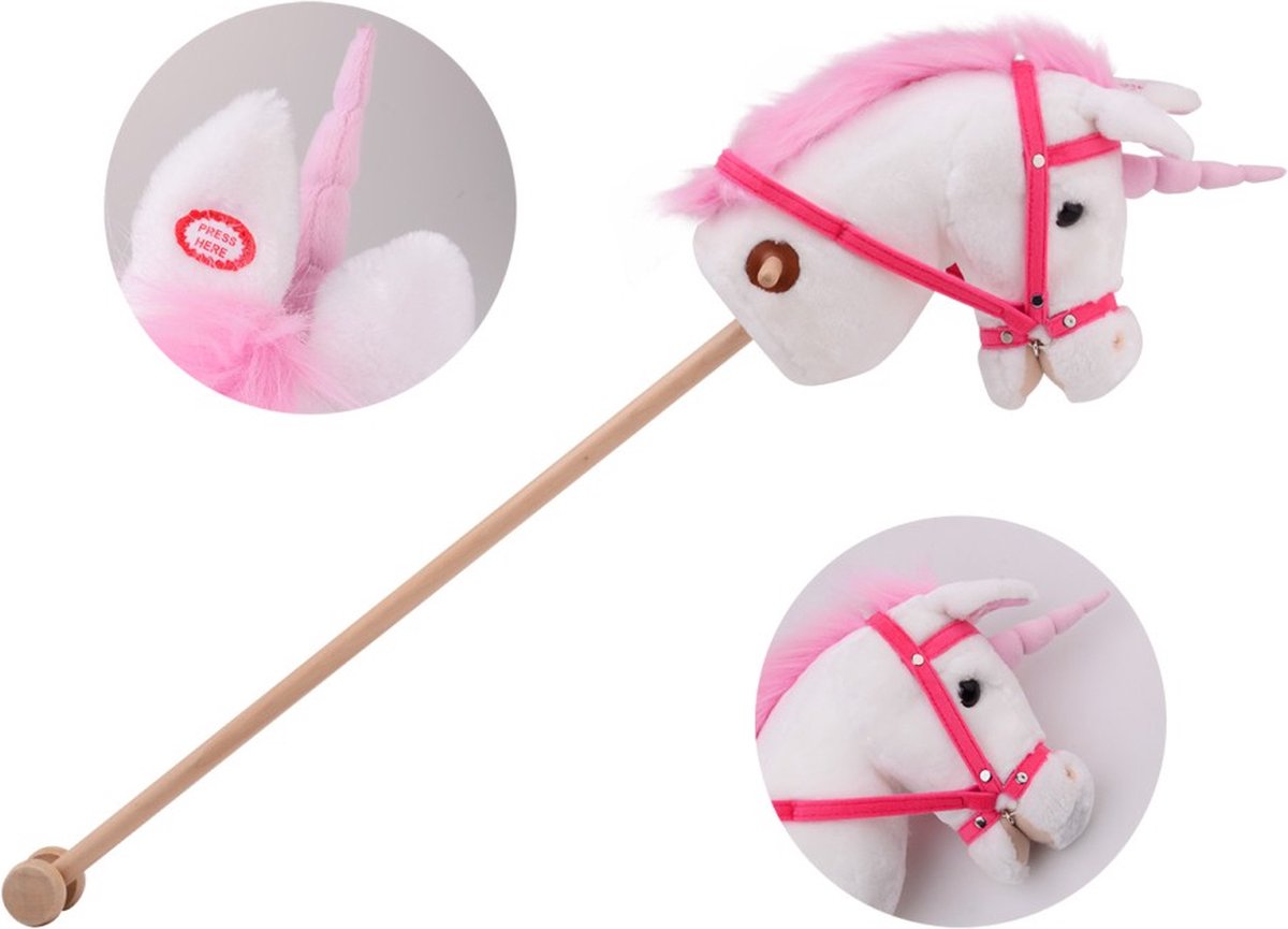 Small Foot Nico 11718 Caballo de madera y peluche con collar, riendas, asas y sonidos, de 3 años de juguetes
