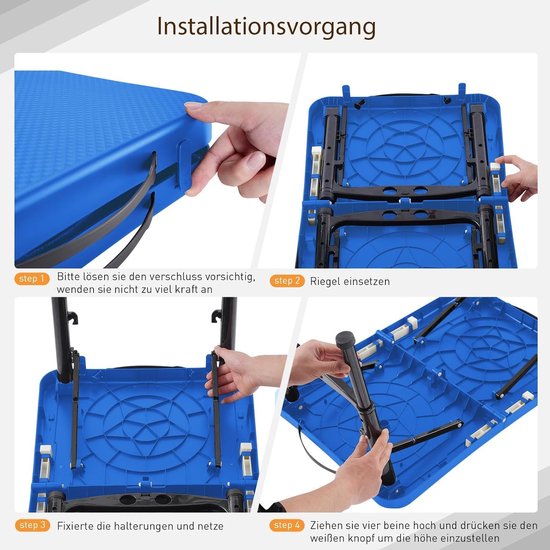 Mondoshop Draagbare klaptafel met kruk, inklapbaar voor camping, kleine lichte opvouwbare tafel, telescopische kruk en netten voor picknick, koken, camping, reizen (zwart, tafel en krukken