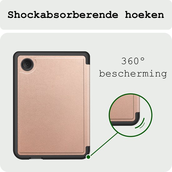 Hoes Geschikt voor Kobo Clara BW Hoesje Bookcase Cover Hoes Trifold Met Screenprotector - Hoesje Geschikt voor Kobo Clara BW Hoes Cover Case - Rosé Goud van Dux Ducis — afbeelding 5