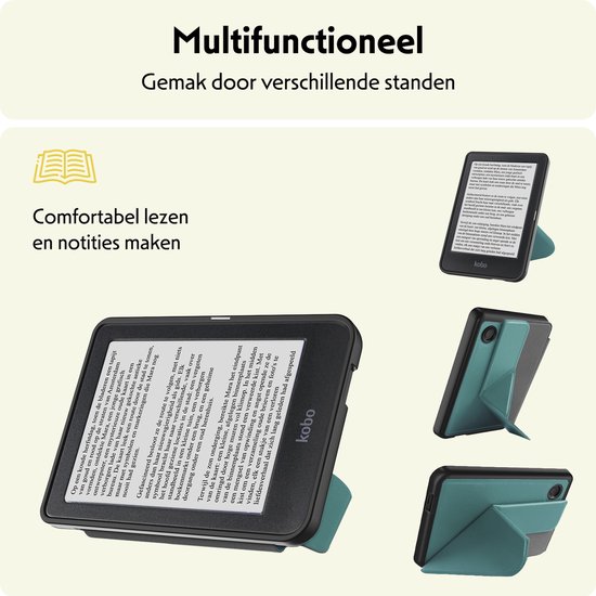Hoesje Geschikt voor Kobo Clara BW Hoes Bescherm Hoesje Case Sleep Cover Trifold Met Screenprotector - Hoes Geschikt voor Kobo Clara BW Hoesje - Donkergroen van Hoesje  — afbeelding 3