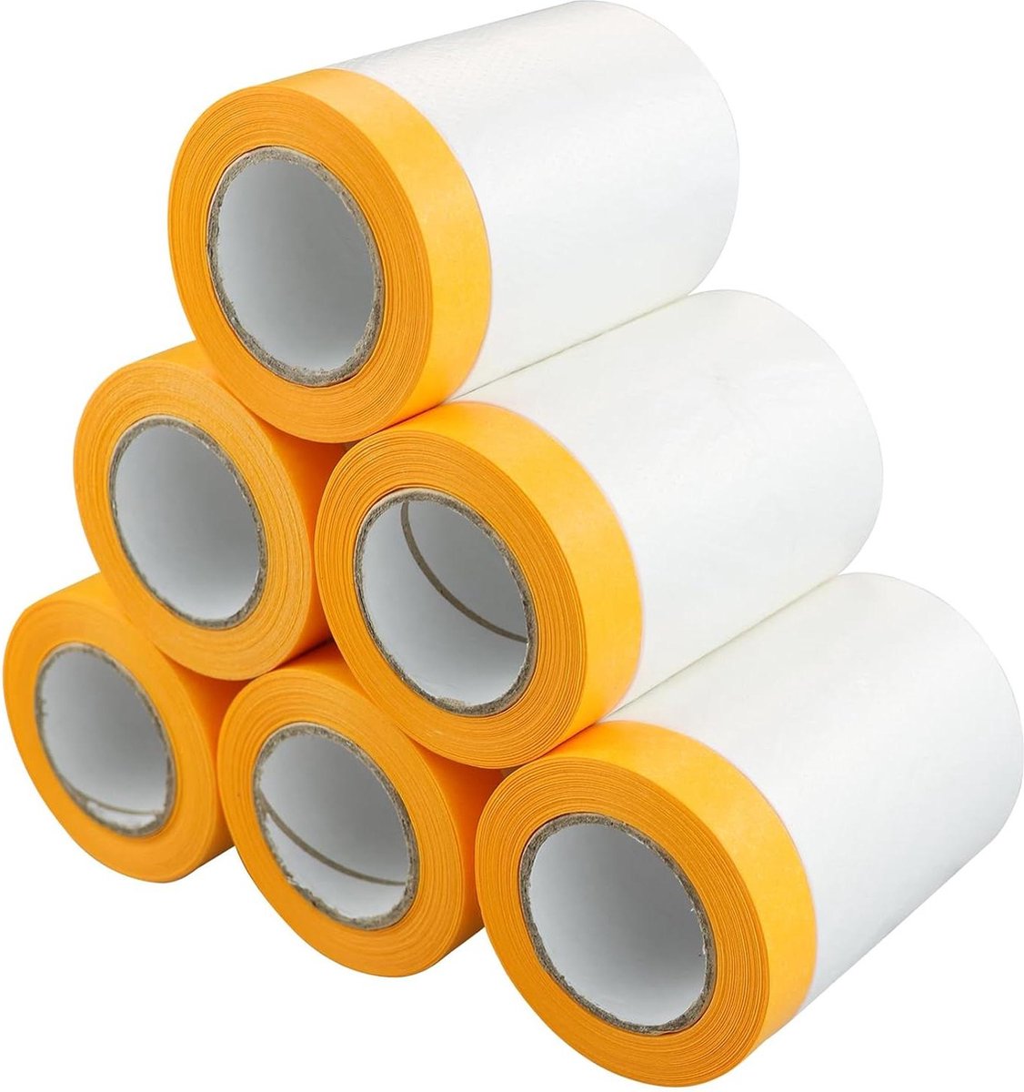 6 rollen afdekfolie - plakband met folie - 55 cm x 20 m - transparante afdekfolie - goudband - maskertape - stofbescherming - zelfklevende schilderfolie - schildertape