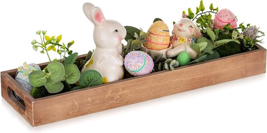 Plateau décoratif long et étroit - Bougeoir rectangulaire - Plateau Wit avec Poignées dorées pour la Decor Home - Table à manger et salon