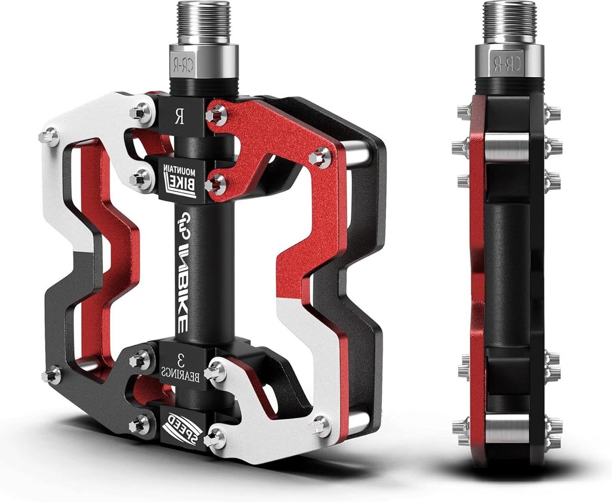 Pedalen - Road MTB Cyclus Oefening - Fietsen - Pedaal Mens CNC Gefreesd Aluminiumlegering - Breed Platform - Rood