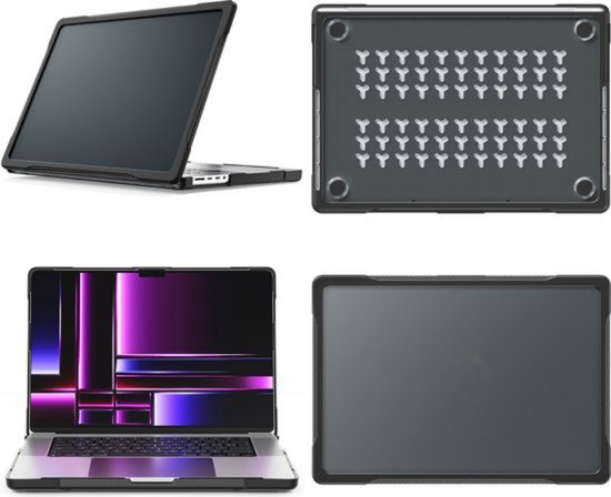 Case2go - Coque pour Macbook Pro 16 pouces (2021 & 2023) - Protection 360 - Hardcase - Zwart