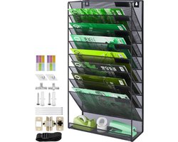 Mesh Wall File Holder - Hanging Magazine Document Organizer - Durable Metal Archiefopslag Tray