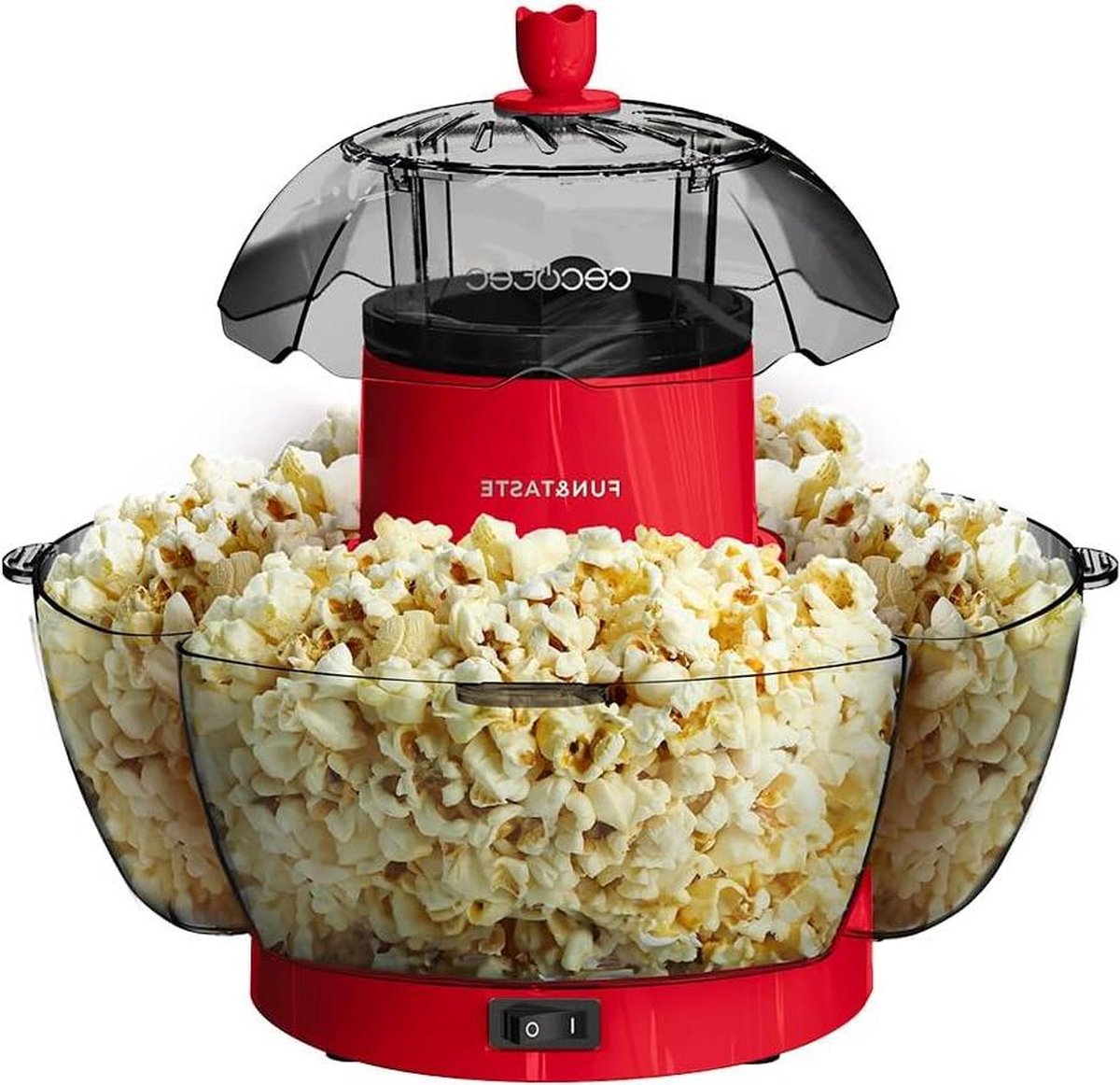 Elektrische Popcornmachine Fun&Taste P'Corn Lotus 1200 W Snelle Popcornmaker 4 Verwijderbare Bakjes Capaciteit 45 L popcorn bowl