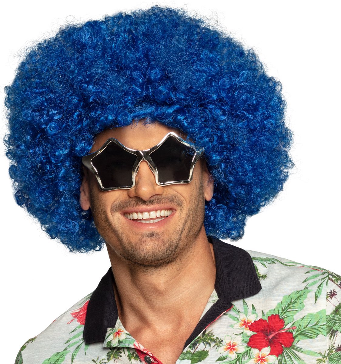 Boland - Pruik Groove blauw Blauw - Afro - Kort - Unisex - Danser/danseres - 70's, 80's & 90's - Disco — afbeelding 4