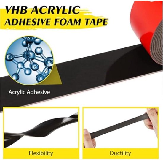 Ainiv Dubbelzijdig plakband, dikte 1 mm montageband (10 m x 20 mm), waterdichte montagetape, spiegeltape, 3M dubbelzijdig plakband extra sterk, schuimband voor auto, woonkamer, kantoordecoratie, muur