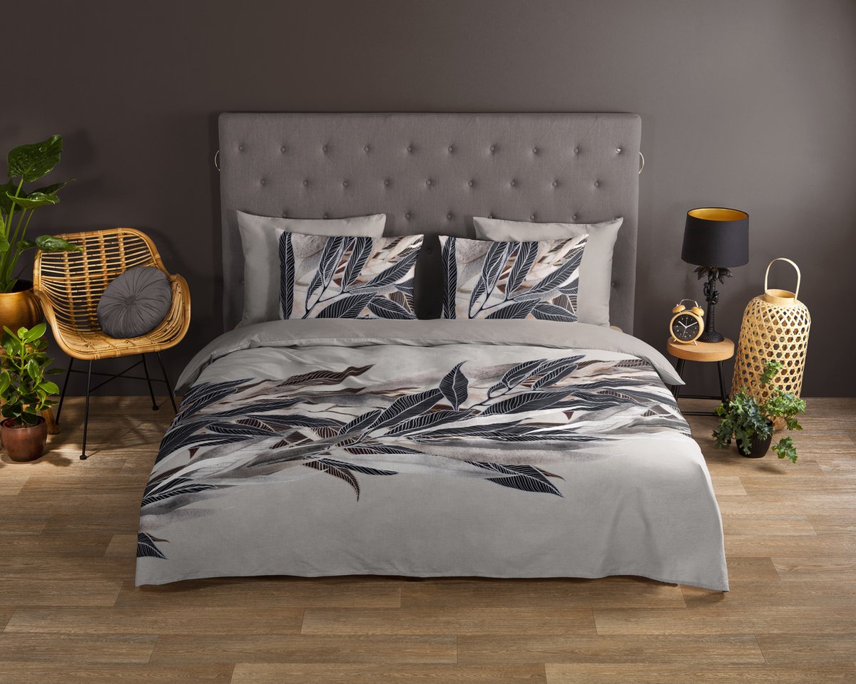 Good Morning dekbedovertrek veren - 2 persoons 200x200/220 cm - Grijs - 100% Katoen renforce