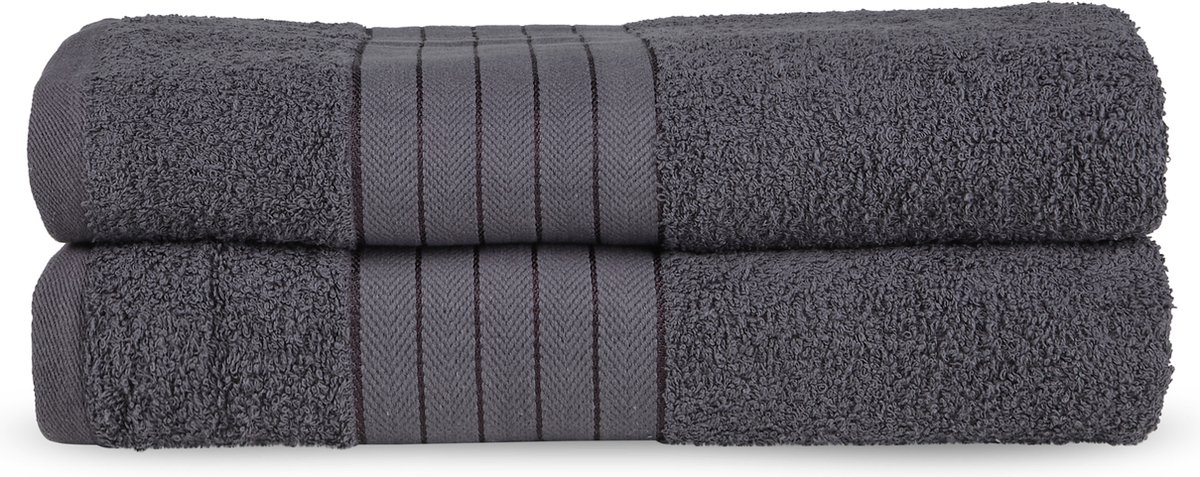 Good Morning uni handdoek effen kleur - Handdoekenset 2 - Antraciet - Badstof