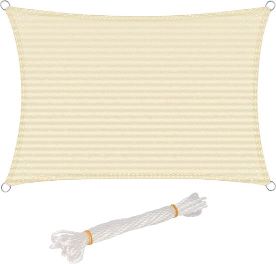 LOVE STORY Zonneschermdoek 3x4m Rechthoekig Zonwering Waterdicht UV- Bescherming Polyester voor Terras, Tuin, Terrasoverkapping (Zandkleur