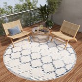 Tapiso Tapis rond pour terrasse, balcon, terrasse, jardin, Jardin , Grijs, treillis, Plein air , taille – 80 x 80