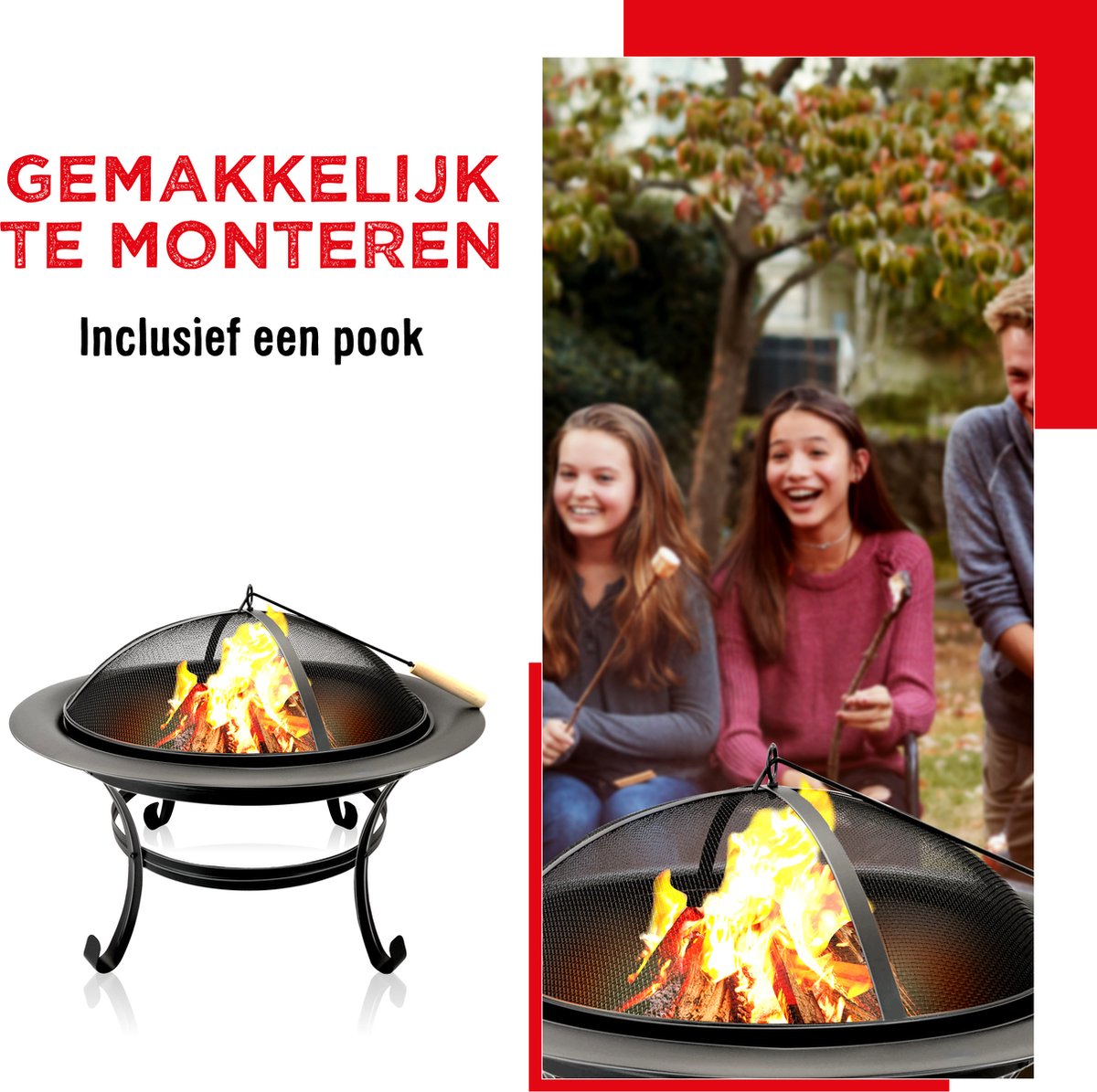 Outsunny 3 In 1 Vuurschaal Vuurkorf Haard Met Vonkbescherming Grillrooster Tuin Ijsemmer Bbq Zwart 76 X 47 Cm 1621529813