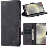 Geschikt Voor Samsung Galaxy A25 Hoesje - Solidenz Urban Bookcase A25 - Telefoonhoesje A25 - A25 Case Met Pasjeshouder - PU Leren Hoes - Draadloos Opladen - Zwart
