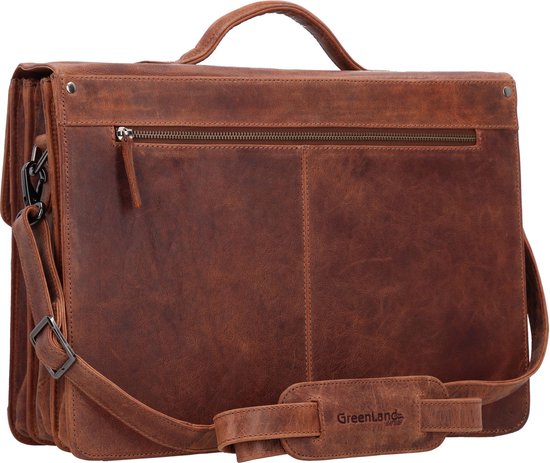 GreenLand Nature Cuir Mallette Sac à épaule Montana Briefcase Brown Brun