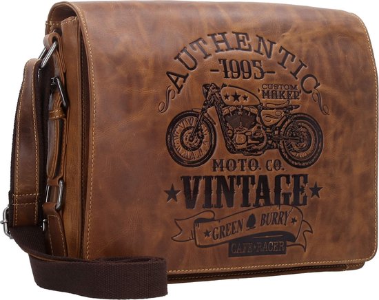 Greenburry Vintage Café Racer Messenger Cuir 33 cm