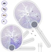 3-in-1 Elektrische Muggenveger Opvouwbaar 4000 V USB Oplaadbaar Draagbaar met 3 Lagen Veiligheidsnet Geschikt voor Binnen en Buiten