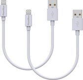 2x Lightning naar USB A Kabel Wit - 0,2 meter - Oplaadkabel voor iPhone X / XS / XS MAX / XR / 7 / 7 PLUS / 8 / 8 PLUS / 6 / 6S / 6 PLUS / 6S PLUS / 5 / 5S / SE / AirPods 1 / Airpods 2 / Airpods 3 / Airpods Pro 1