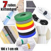 Allernieuwste.nl® 7 Rol Klittenband Kleur Multicolor - 7 Rollen 1 Meter x 1 cm - Velcro Kabelbinders in 7 Kleuren %%