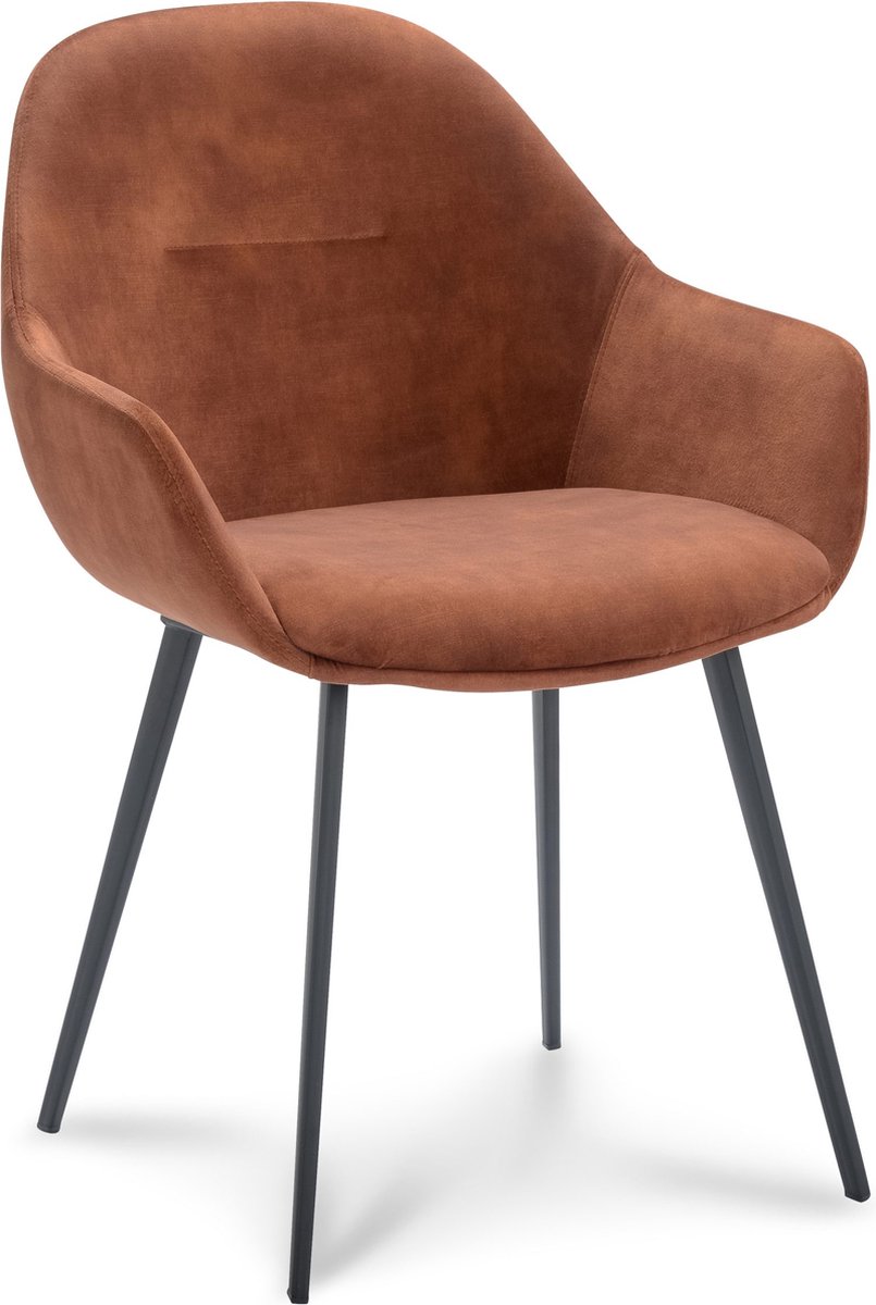 Icon Living - Armstoel Twelve - Velours Adore Copper - Poot Zwart