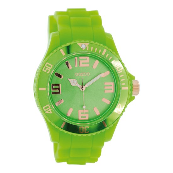 OOZOO Timepieces - Fluo groene horloge met fluo groene rubber band - C5058