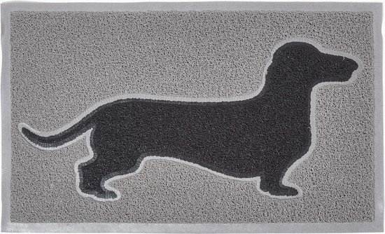 Homescapes deurmat grijze hond, PVC, 73cm x 44cm