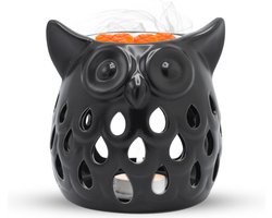 foto van Scentchips® Uil Cut Out - Waxbrander - Geurbrander - Oliebrander - Wax Melts Brander - Aromabrander - Ook Geschikt Voor Essentiële Oliën - Geurolie - Waxmelts - Mat Zwart