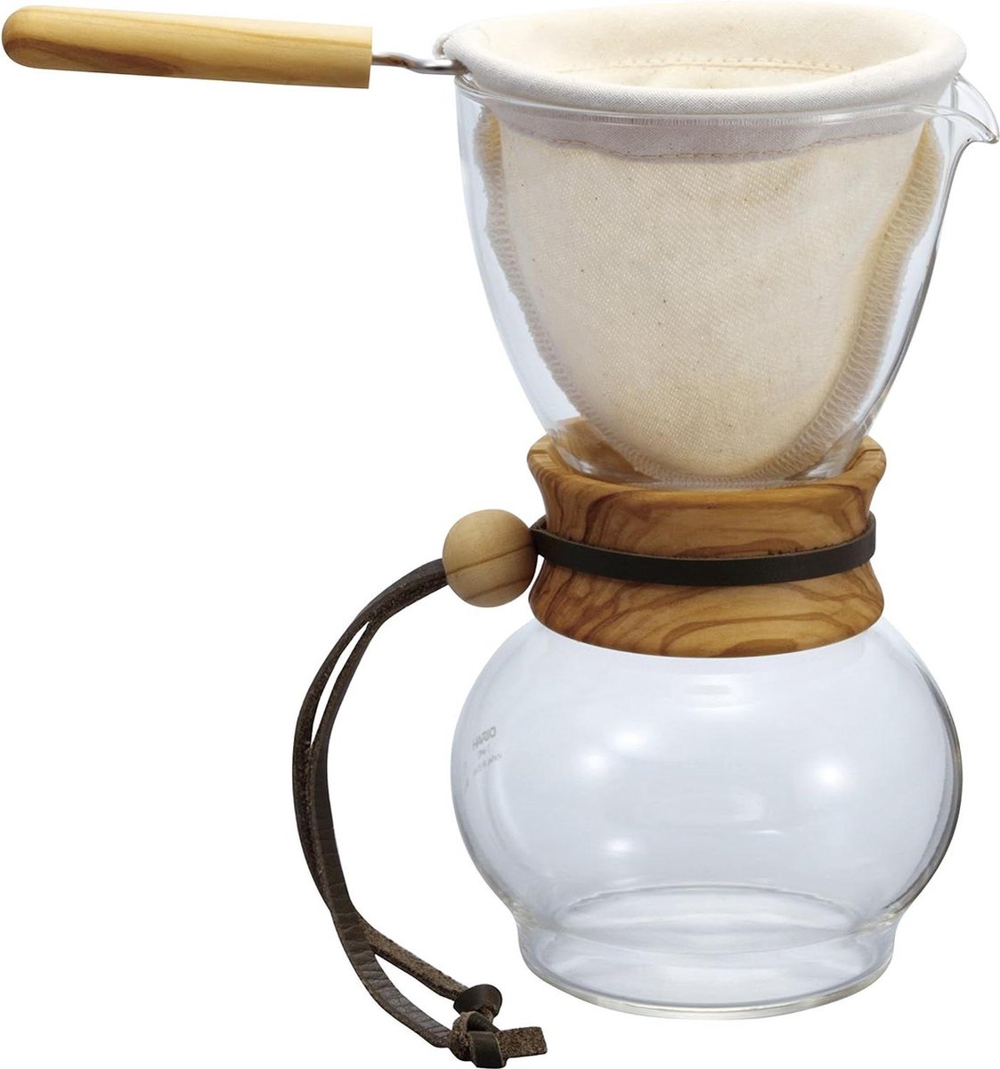 Theepot van glas en hout 4 x 4 x 7 cm Lichtgrijs