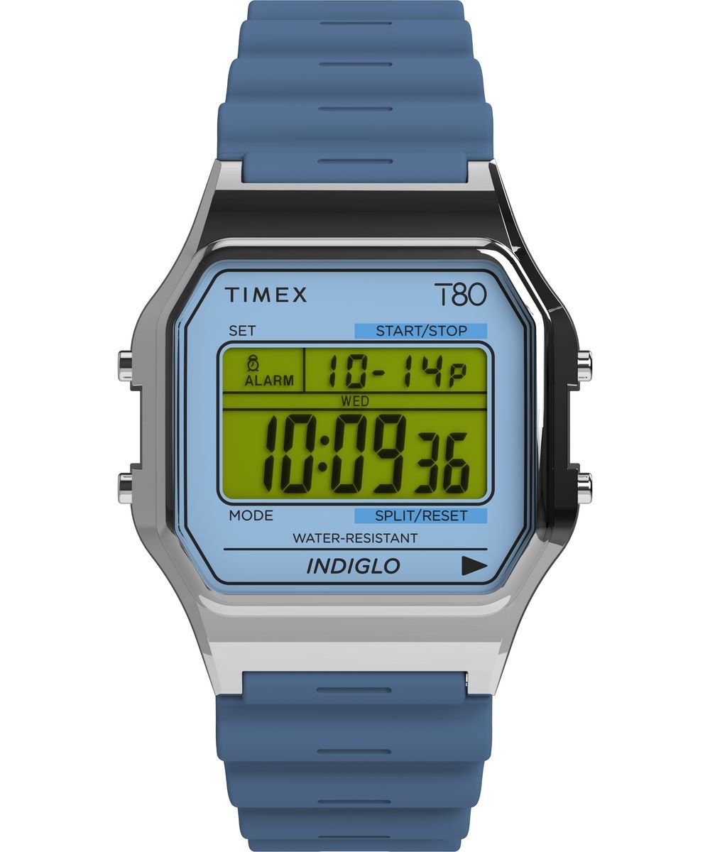 Timex T80 TW2W43900 Horloge - Kunststof - Blauw - Ø 38 mm