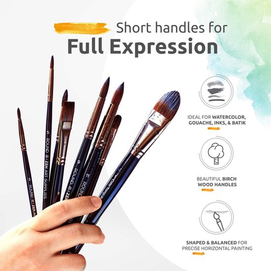 I LOVE ART | Mangoesto acrylpenseel kattentong synthetisch haar - 5 5-set