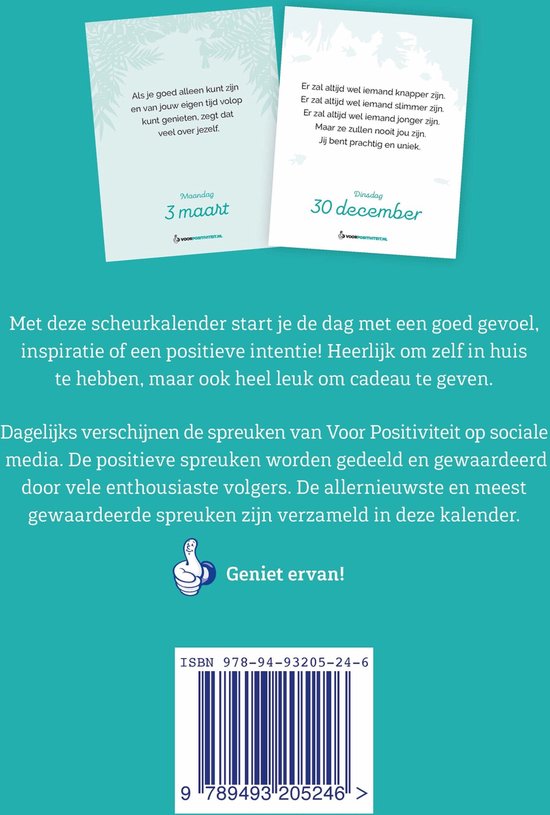 Voor Positiviteit Scheurkalender 2025 Positieve spreuken Elke dag