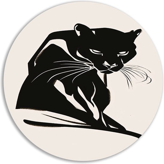 Panter wandschalen - Dier rond schilderij - Schilderij Snorharen - Landelijke schilderijen - Wandschaal - Woonaccessoires muurcirkel forex 40x40 cm