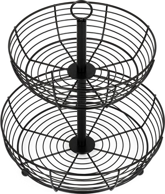 Auroni onst etagère with 3 levels fruit basket made of metal - black - for more space on the worktop - dimensions: 47 cm high, max. diameter 30 cm Auroni onst etagère with 3 levels fruit basket made of metal - black - for more space on the worktop - dimensions: 47 cm high, max. diameter 30 cm