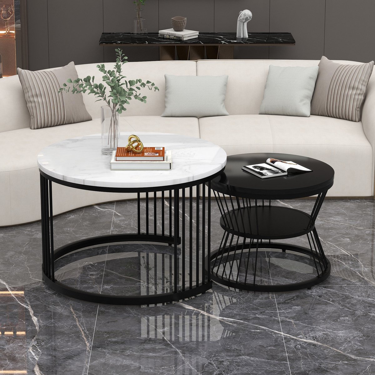 Modern Nesting Grijs salon- en bijzettafelset - Bijzettafel Winkel