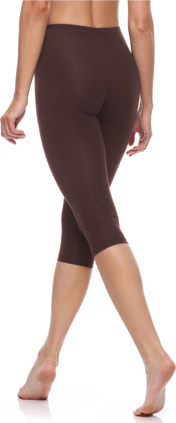 Merry Style MS-MS10-199-LE Dames Capri Leggings - Sport - Vrijetijdsbroek - 3/4 Lengte - Katoen - Sporbroek - Yogabroek - Bruin - L