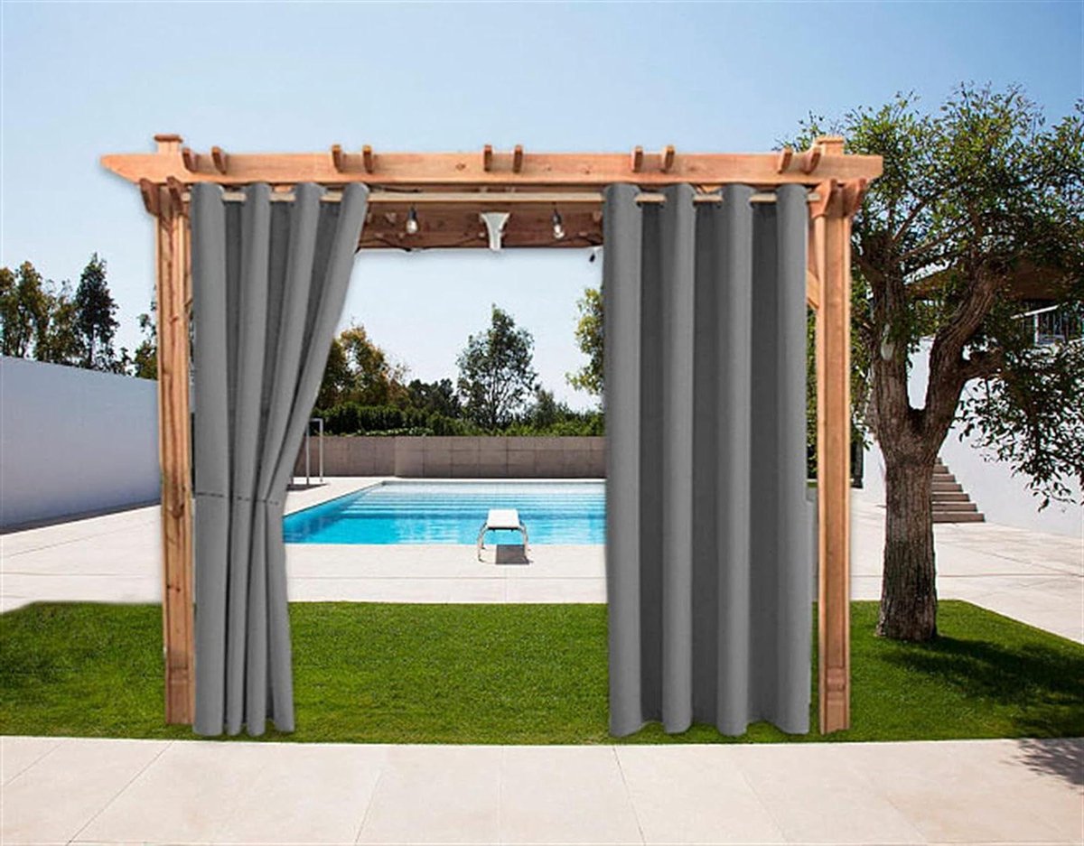 LiveGo Rideau Extérieur Imperméable - 2 Panneaux - Protection UV, Vent - Pour Pergola, Tonnelle, Terrasse