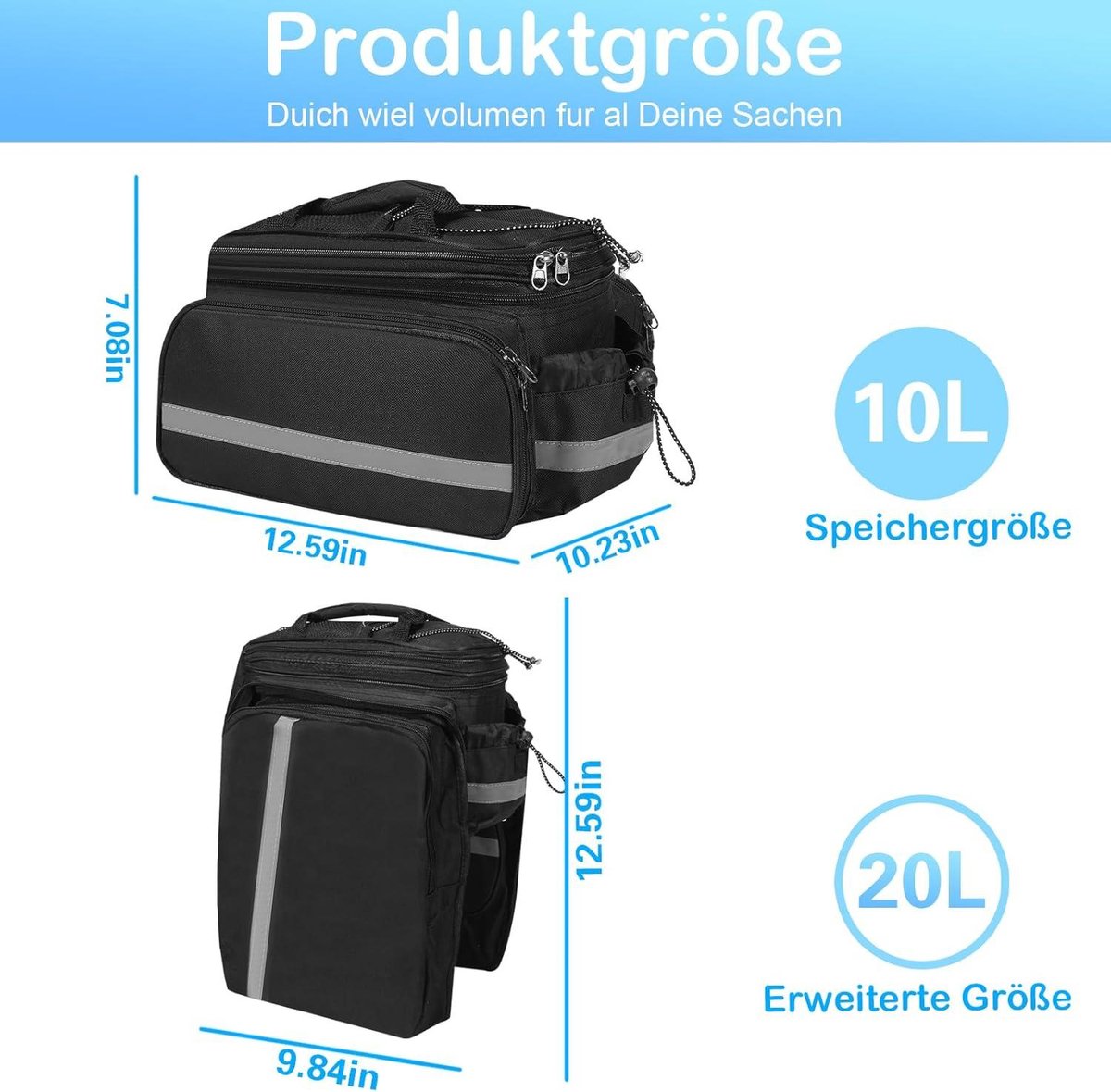 Fietstas enkel - Enkele fietstas waterdicht - Fietstas achter - Bagagedrager - Fietsaccessoires - Fietsen - School - Werk - Boodschappen