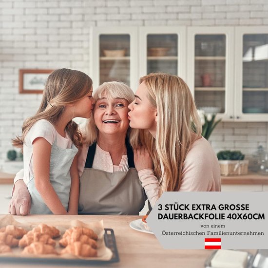 Premium duurzame bakfolie, extreem duurzaam en extra groot, voor grillen en bakken, 3 stuks, 40 x 60 cm, bakpapier, duurzame bakfolie voor oven Premium duurzame bakfolie, extreem duurzaam en extra groot, voor grillen en bakken, 3 stuks, 40 x 60 cm, bakpapier, duurzame bakfolie voor oven