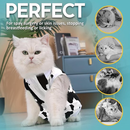 Allecto Plus - Herstelpak Voor Katten Na Operatie, Onesie Bodysuit Voor Anti Likken Kittenkleding En Kegelalternatief Maat M