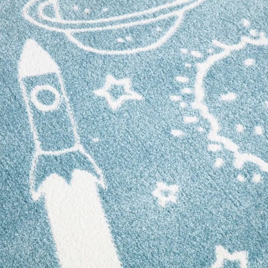 Tapis enfant Koho Rockets & Planets Tapis Blauw - 120x170cm - Chambre d'enfant - Chambre de bébé - Bébé - Kids - Garçons et Filles - Enfants