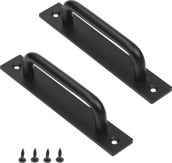 Ayous Houten Glazen Schuifdeur H204 x L93 Zwarte aluminium rail